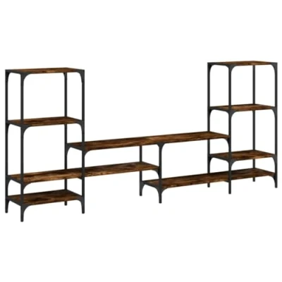 Image of vidaXL TV Stand/Entertainment Unit in Smoked Oak Modern Engineered Wood Media Console with Ample Storage for Living Room/Bedroom