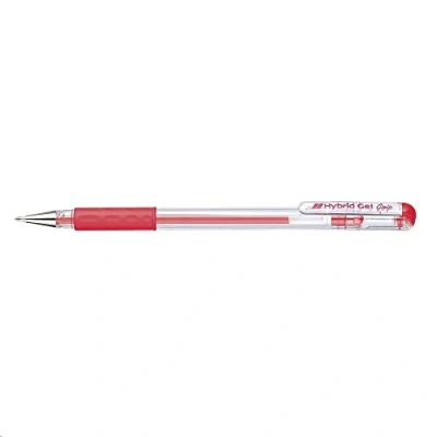 Image of Pentel Hybrid Gel Grip Rollerball Pen 0.6mm Tip 0.3mm Line Red Ref K116 BE [Pack of 12]