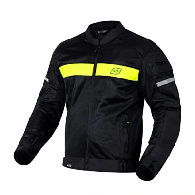 Image of OZONE MOTO Dart Motorcycle Jacket Men Textile Summer Elbow and Shoulder Protectors Level 1 Mesh Ventilation Panels Reflective elements