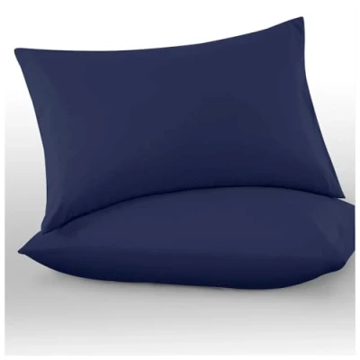 Image of Microfiber Pillow Cases 2 Pack Plain Dyed Housewife Pillowcases Navy (74x48 cm)