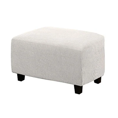 Image of WINS Ottoman Cover for Rectangular Footstool, Square Stretch Sofa, Pouffe, Ivory