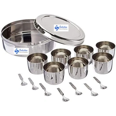 Image of Sahishnu Online and Marketing Stainless Steel Masala Box, Spice Box
