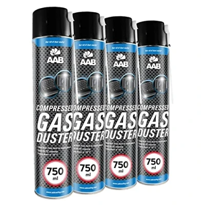 Image of 4X AABCOOLING Compressed Gas Duster 750ml Air for Cleaning Computer, PC, Can Computer Kit Keyboard, and Other Office Equipment, Compressor, Keyboard Cleaner, Aerosol, Spray