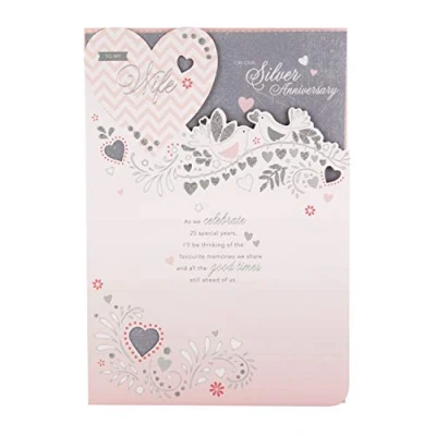 Image of Hallmark Wife Silver Anniversary Card &#039;Celebrate&#039; Medium