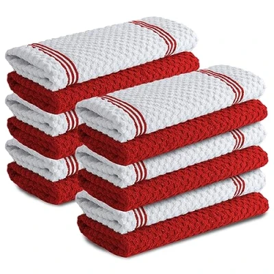 Image of Infinitee Xclusives Premium Kitchen Towels [Pack of 12] 100% Cotton Hand (15 x 25 Inches) Dish for Passionate Red