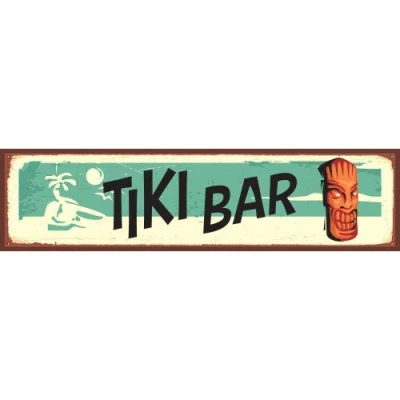 Image of PARTYRAMA.CO.UK Tiki Bar Beach PVC Party Sign Decoration 60cm x 15cm