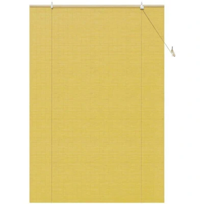 Image of vidaXL Window Blinds &amp; Shades with Curtains Manual Yellow 140 x 220 cm Bamboo