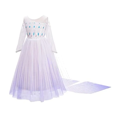 Image of Lito Angels Snow Queen 2 Princess Costume Fancy White Dress with Detachable Train for Girls Kids Age 9 10 Years 262
