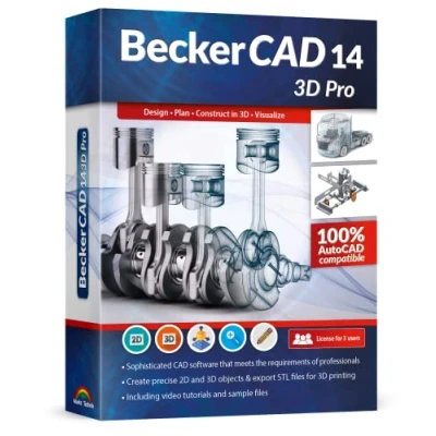 Image of BeckerCAD 14 3D PRO CAD software compatible with AutoCAD and Windows 11, 10, 8 7 for printing, home design, architecture, engineering more