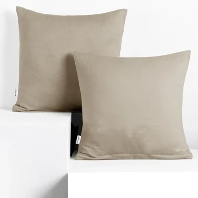 Image of DecoKing 2 x Pillowcases 50 cm Jersey Cotton Zip Cappuccino Amber