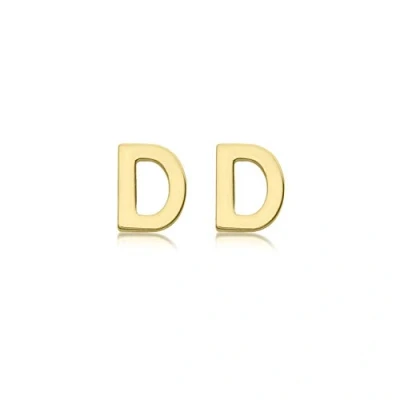 Image of Carissima Gold Women&#039;s 9ct Yellow 4mm x 5mm &#039;D&#039; Initial Stud Earrings