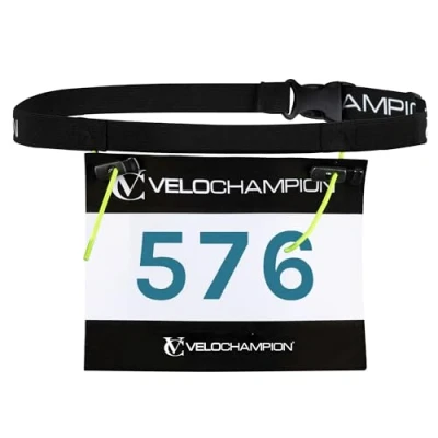 Image of Velochampion Triathlon Running Belt: Elastic, Comfortable and Clip Fastened. Adjustable Waist Belt for Marathons Racing (Kids, 1)