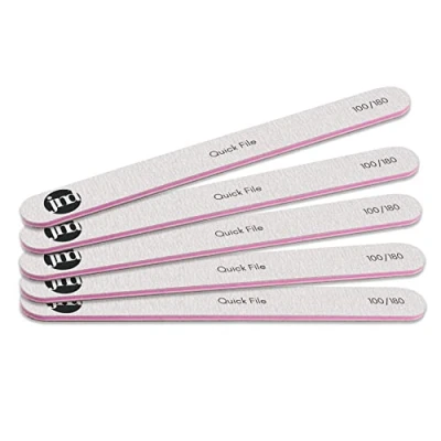 Image of New* JND Professional Salon Grade Double Sided Emery Board Nail Files Buffer Polisher Natural Manicure Pedicure Acrylic Gel Nails (5Pack) (100/180)
