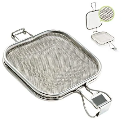 Image of TAMUME Stainless Steel Sandwich Grilling Basket with Clamp, Suitable Barbecue Baking Part for Oven and Toaster Folding Wire Mesh