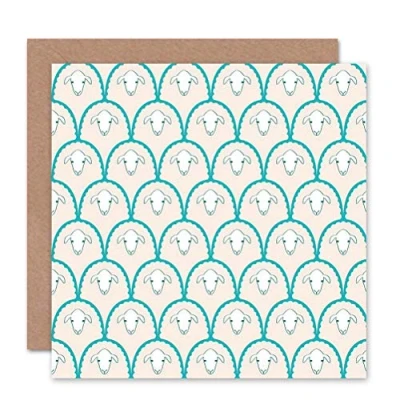Image of Wee Blue Coo CUTE SHEEP WHITE PATTERN BLANK GREETINGS BIRTHDAY CARD ART