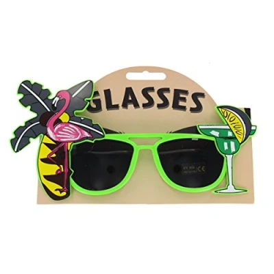 Image of HENBRANDT 1 x Adult Flamingo Sunglasses 4 Assorted Colours Tropical Party Novelty Plastic Glasses Summer Eyewear Sun Shades Prop Fancy Dress Costume Accessory