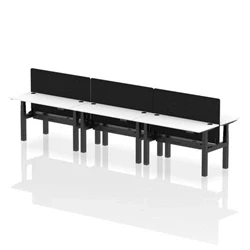 Image of Air B2B 1400x600mm Adjustable 6P Bench Desk CP White/Black + Screen