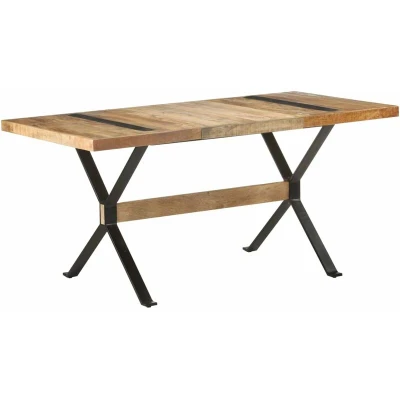Image of vidaXL Dining Table 160x80x76 cm Rough Mango Wood