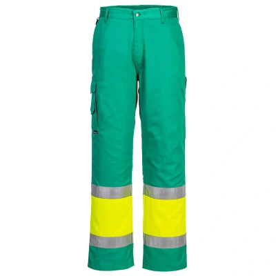 Image of Portwest Hi Vis Lightweight Contrast Class 1 Service Trousers Yellow/Teal Large