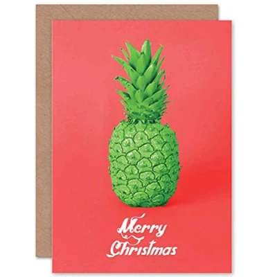 Image of Wee Blue Coo CARD GREETING CHRISTMAS XMAS PINEAPPLE GREEN WEIRD
