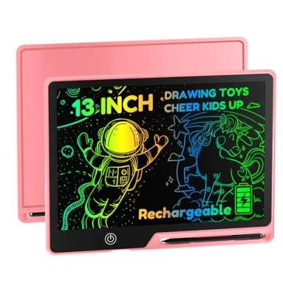 Image of POPERFUN 13 Inch Pink LCD Writing Tablet with Lock for Adult Kids Erasable Reusable Electronic Drawing Pad Doodle Board…