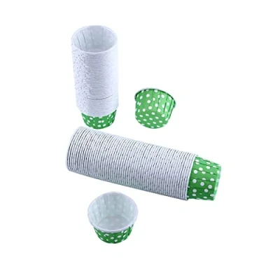 Image of 100pcs Paper Cupcake Cases,Mini Cases Polka Dot Baking Cups Round Cake Muffin Liners Case for Home, Weddings, Birthdays Green