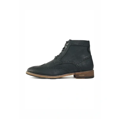 Image of V.GAN Mens Vegan Wheat 2 Brogue Ankle Boots Black 11 UK