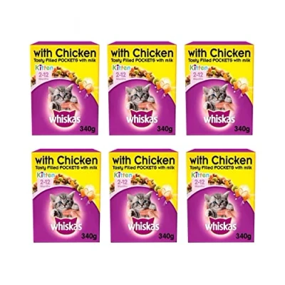 Image of Whiskas 2 12 Months Kitten Complete Dry with Chicken, 340g x 6