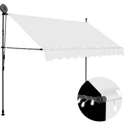 Image of vidaXL Manual Retractable Awning with LED 250 cm Cream