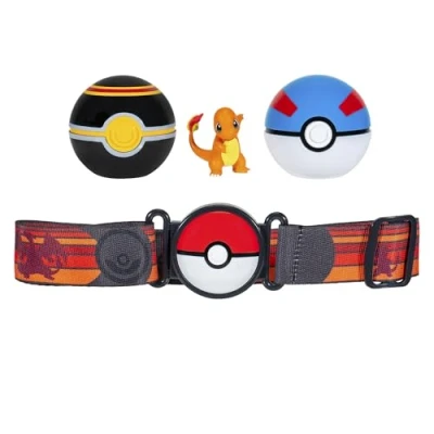 Image of PKW Clip &#039;N&#039; Go Poke Ball Belt Set (Charmander #1 Luxury Ball, Great and Charmander Themed Belt) W17