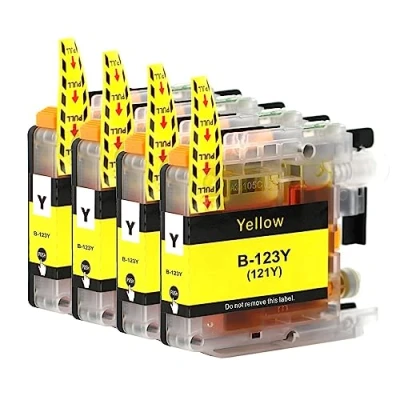 Image of Go Inks 4 Yellow Ink Cartridges to replace Brother LC123Y Compatible/non OEM for DCP &amp; MFC Printers