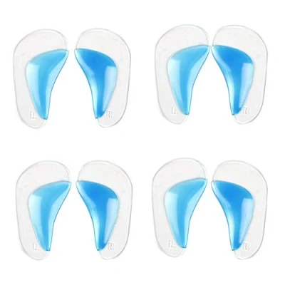 Image of 4 Pairs Gel Arch Support Insoles, Silicone Orthopedic Flat Feet Orthotic Insoles Plantar Fasciitis Shoe High Heel Inserts Cushion Pads for Women Men (Blue)