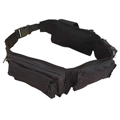 Image of Army Combat Military Utility Belt Cargo Travel Bum Bag Black Or Green (Black)