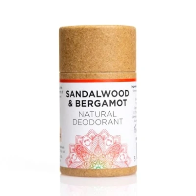 Image of 100% Plastic Free / Recyclable/Natural Ingredients/No aluminium Parabens or Carcinogens/Handmade/Vegan, Eco Friendly/Cruelty Sandalwood &amp; Bergamot Natural Deodorant Travel Size