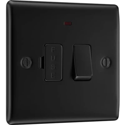 Image of BG Electrical Switched Fused Connection Unit with a Power Indicator, Matt Black, 13 Amp