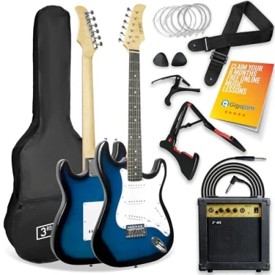 Image of 3rd Avenue XF Full Size 4/4 Electric Guitar Ultimate Kit with 10W Amp, Cable, Stand, Gig Bag, Strap, Spare Strings, Picks, Capo Blue