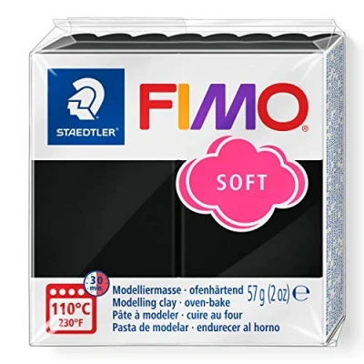 Image of STAEDTLER 8020 9 FIMO Soft Oven Hardening Polymer Modelling Clay Black (1 x 57g Block)