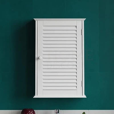 Image of Bath Vida Bathroom Cabinet Single Door Shutter Wall Mounted Storage, White