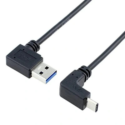 Image of Cablecc USB 3.1 C Up &amp; Down Angled to 90 Degree Left A Male Data Cable for Macbook Tablet Phone