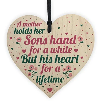 Image of RED OCEAN Mother And Son Gifts Wooden Heart Mum Birthday Keepsake Plaque