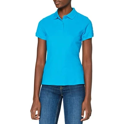 Image of FRUIT OF THE LOOM Women&#039;s Premium Polo Shirt, Azure, XXL UK