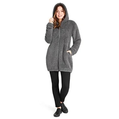 Image of CityComfort Womens Hoodie, Warm Soft Fleece Hoodies Gifts (Dark Grey Longline, L)