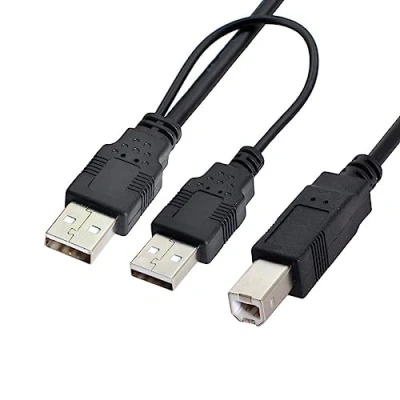 Image of CY 80cm Dual USB 2.0 Male to Standard B Y Cable for Printer &amp; Scanner External Hard Disk Drive