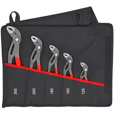Image of KNIPEX 5 Pc Pliers Cobra Set in Tool Roll, Black