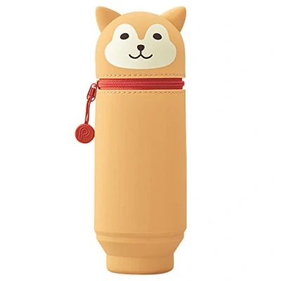 Image of LIHIT LAB Kawaii Japanese Dog Large Stand Up Pencil Case for School Office College, Cute Supplies, Animal Pen Holder Pouch Girls, Artist Case, Shiba (A7714 2)