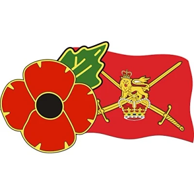 Image of Pinhead POPPY DAY STICKER WITH AND BRITISH ARMY FLAG Ideal for cars, tablets, laptops, phones, scooters... (Large)