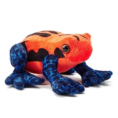Image of Zappi Co 100% Recycled Plush Poison Dart Frog Orange/Blue Toy (15cm Width) Stuffed Soft Cuddly Eco Friendly animals Collection For New Born Child First kid