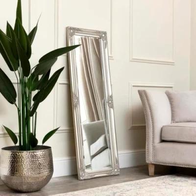 Image of Melody Maison Tall Champagne Silver Wall Mirror 47cm x 142cm, decor, Living room, Bedroom, Hallway, Resin/Glass
