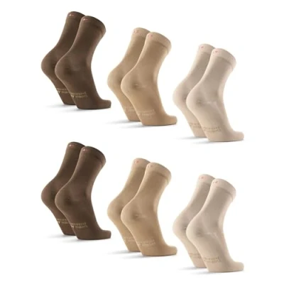 Image of DANISH ENDURANCE Bamboo Socks, Breathable Anti Sweat Antibacterial, for Men &amp; Women, Unisex, 6 Pack Multicolour (2xSand, 2xBeige, 2xBrown) 9 12