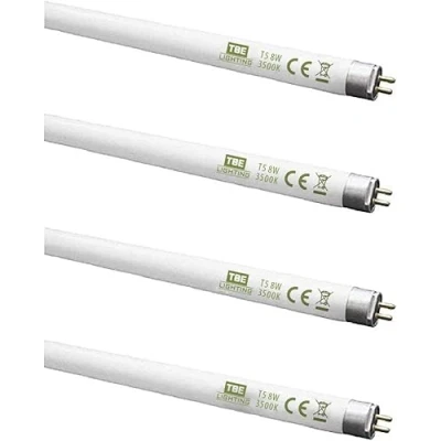 Image of TBE LIGHTING T5 8w Fluorescent Tube Lamps 288mm CFL Bulbs G5 2 Pin Base Fittings High Efficiency Lamps, Cool White 3500K (4 Pack)